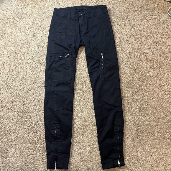 J Brand Ela Mae Cargo Pants Slim Leg Moto Aviator Exposed Zipper Pocket Black 26 - Picture 8 of 11
